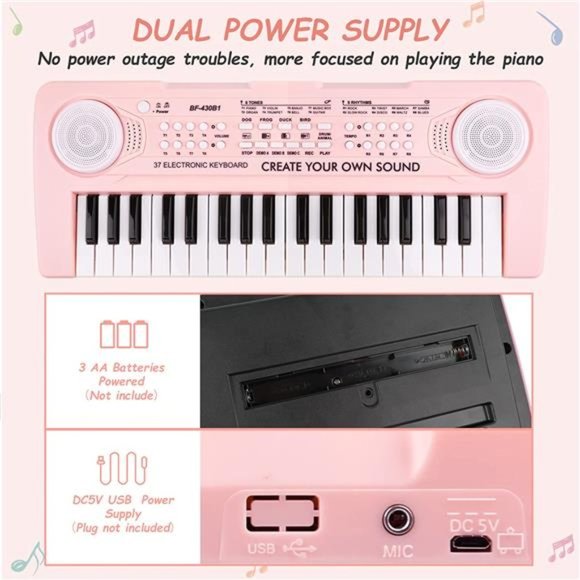 Keyboard Piano for Kid 37 Keys Music Piano with Microphone Portable Musical Toy - Picture 5 of 6